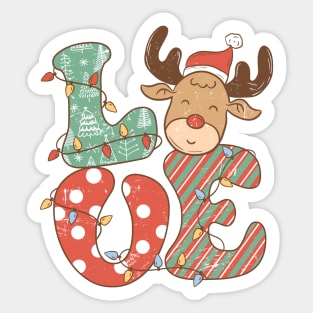 Love Reindeer Christmas Lights Sticker